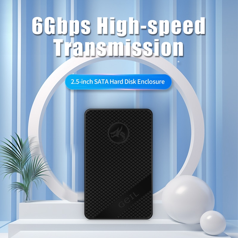 GeIL 6G-U1 HDD 박스, 2.5 인치 SATA 모바일 SSD 인클로저, 나사 없는 USB 3.0 인터페이스, 6Gbps 변속기 속도 SSD 저장 케이스